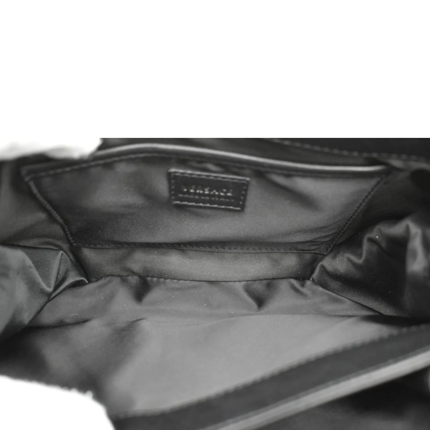 VERSACE Medusa Leather Chain Clutch Bag Black