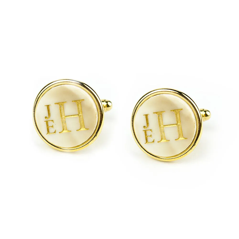Vineyard Cuff Links Round Stacked Monogram