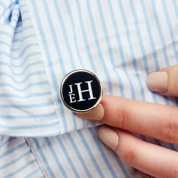 Vineyard Cuff Links Round Stacked Monogram