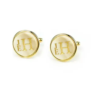Vineyard Cuff Links Round Stacked Monogram