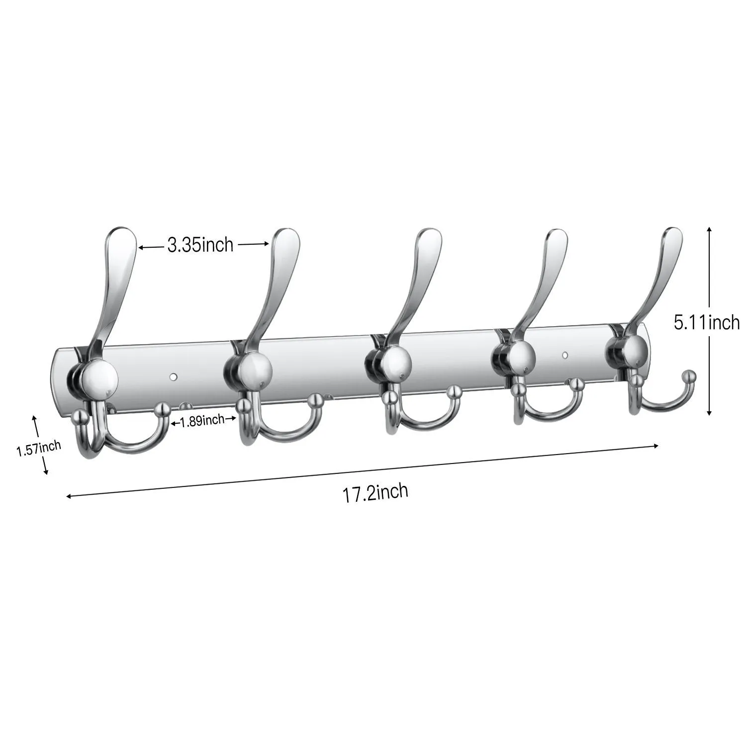 Wall Mounted Coat Hook Rack, 2 Pack 30 Hooks Stainless Steel Coat Hangers Rack Robe Hat Hooks with Sticker