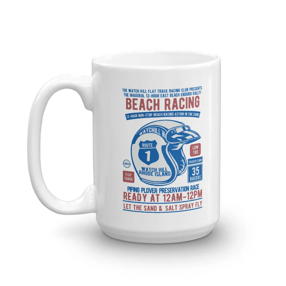 Watchill'n 'Beach Racing' Ceramic Mug - (Blue/Rust)