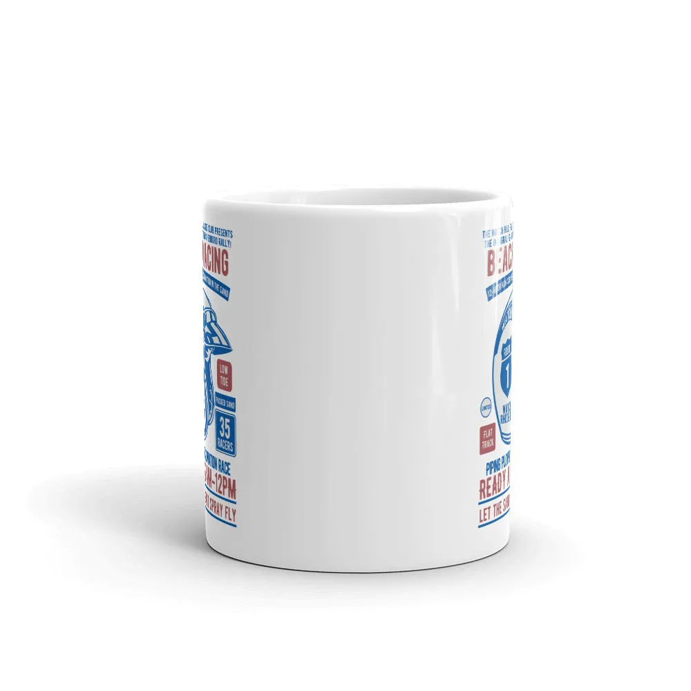 Watchill'n 'Beach Racing' Ceramic Mug - (Blue/Rust)