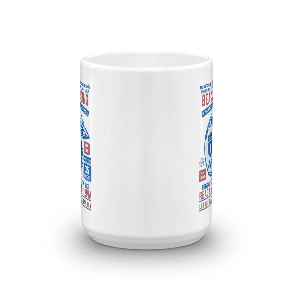 Watchill'n 'Beach Racing' Ceramic Mug - (Blue/Rust)