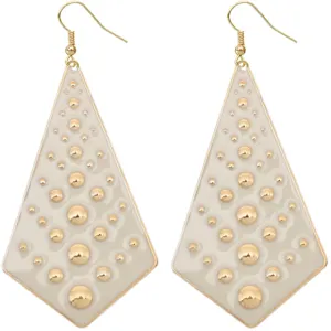 White Bubble Necktie Dangle Earrings