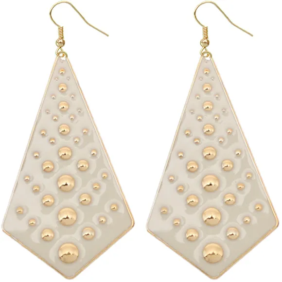 White Bubble Necktie Dangle Earrings