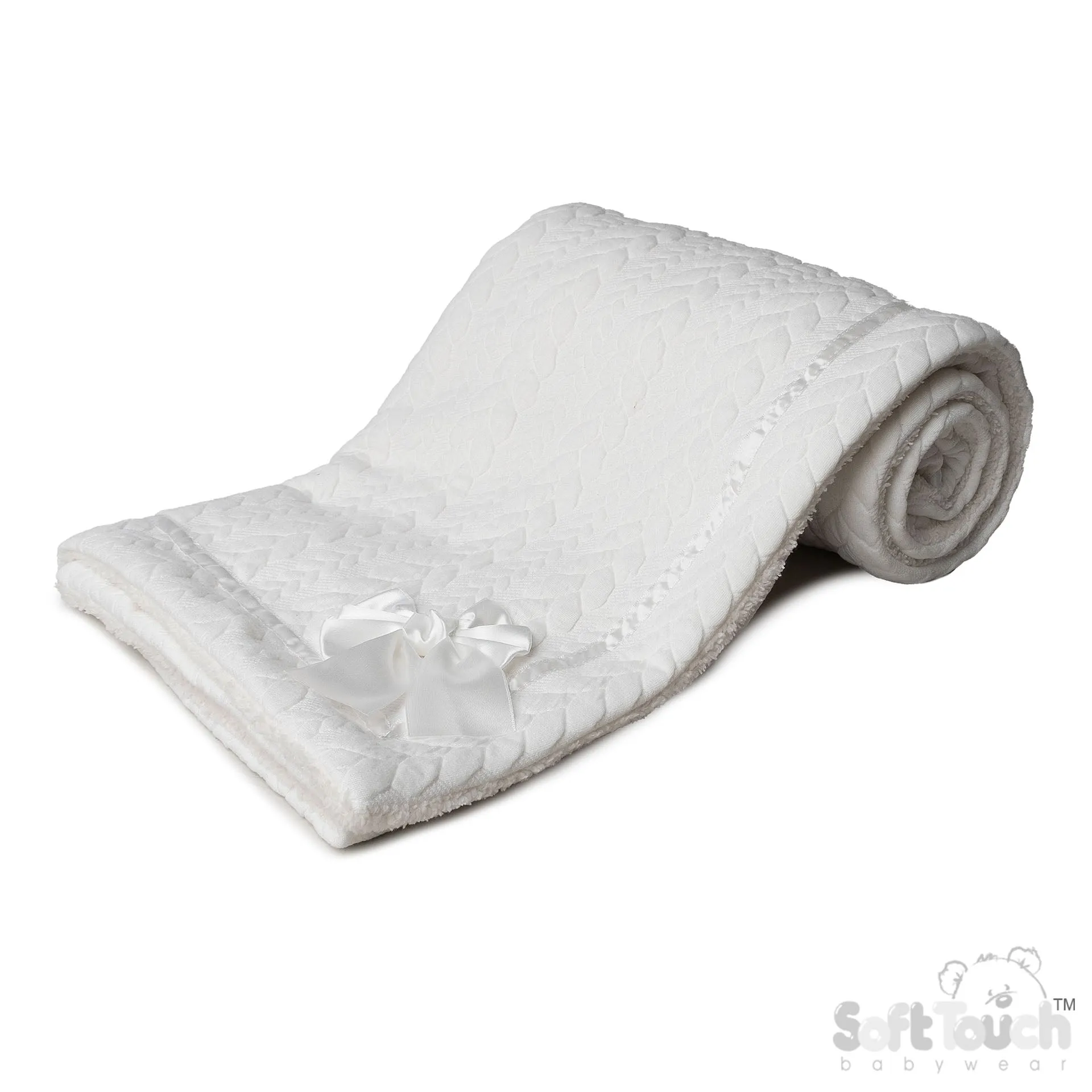 WHITE CABLE WRAP W/SHERPA BACK - (PK4) FBP246-W