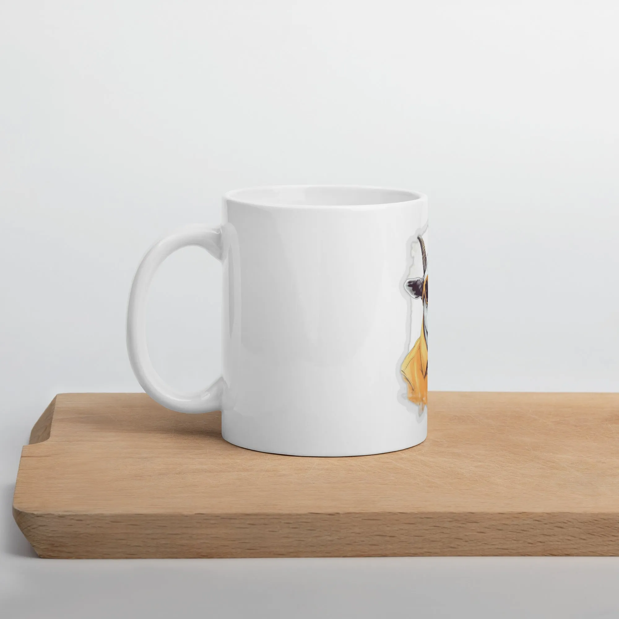 White glossy Mug- Cool Goat