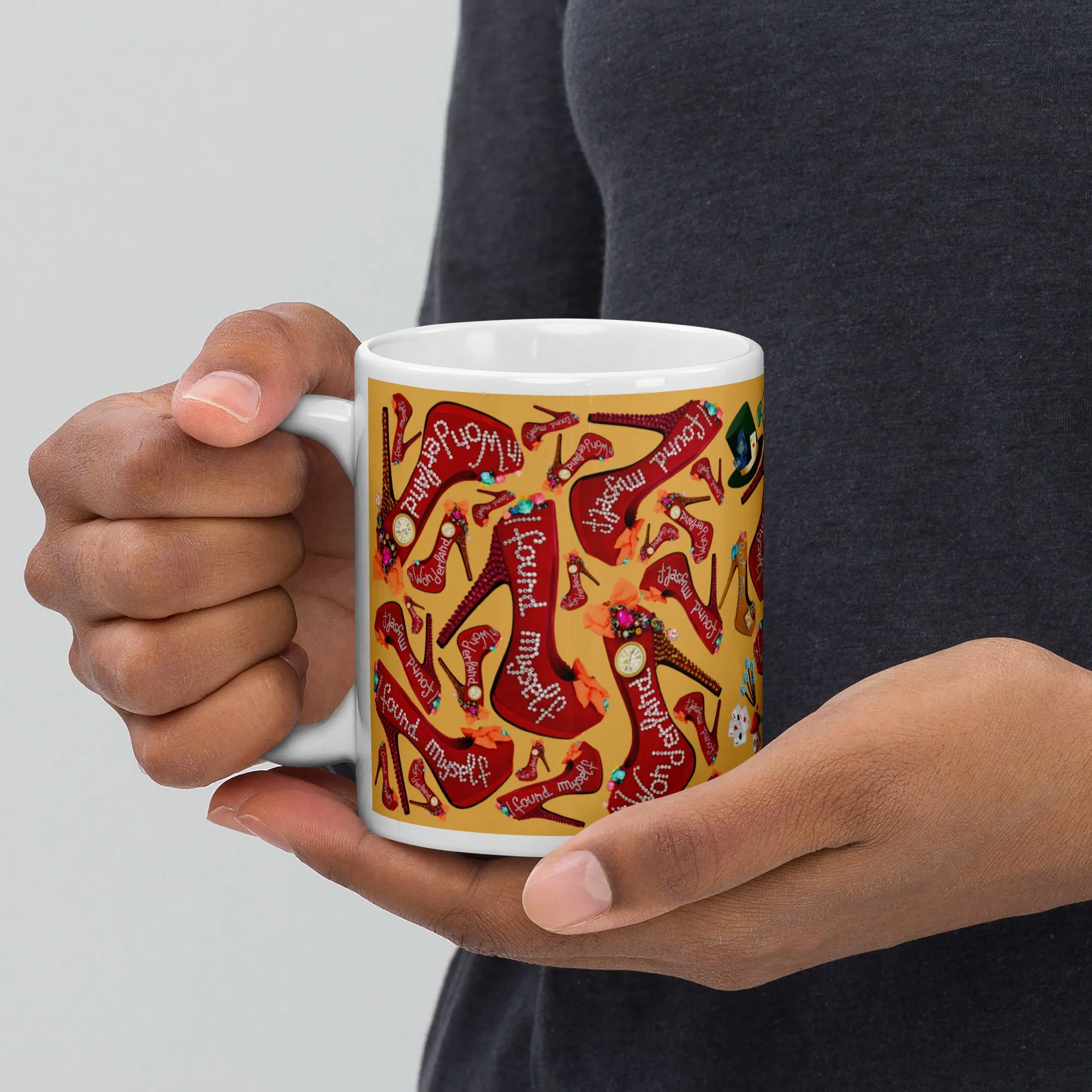 White glossy mug 'Down the rabbit hole'