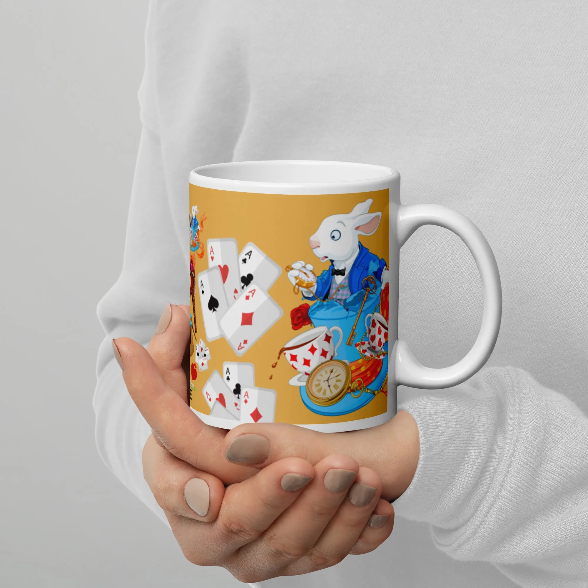 White glossy mug 'Down the rabbit hole'