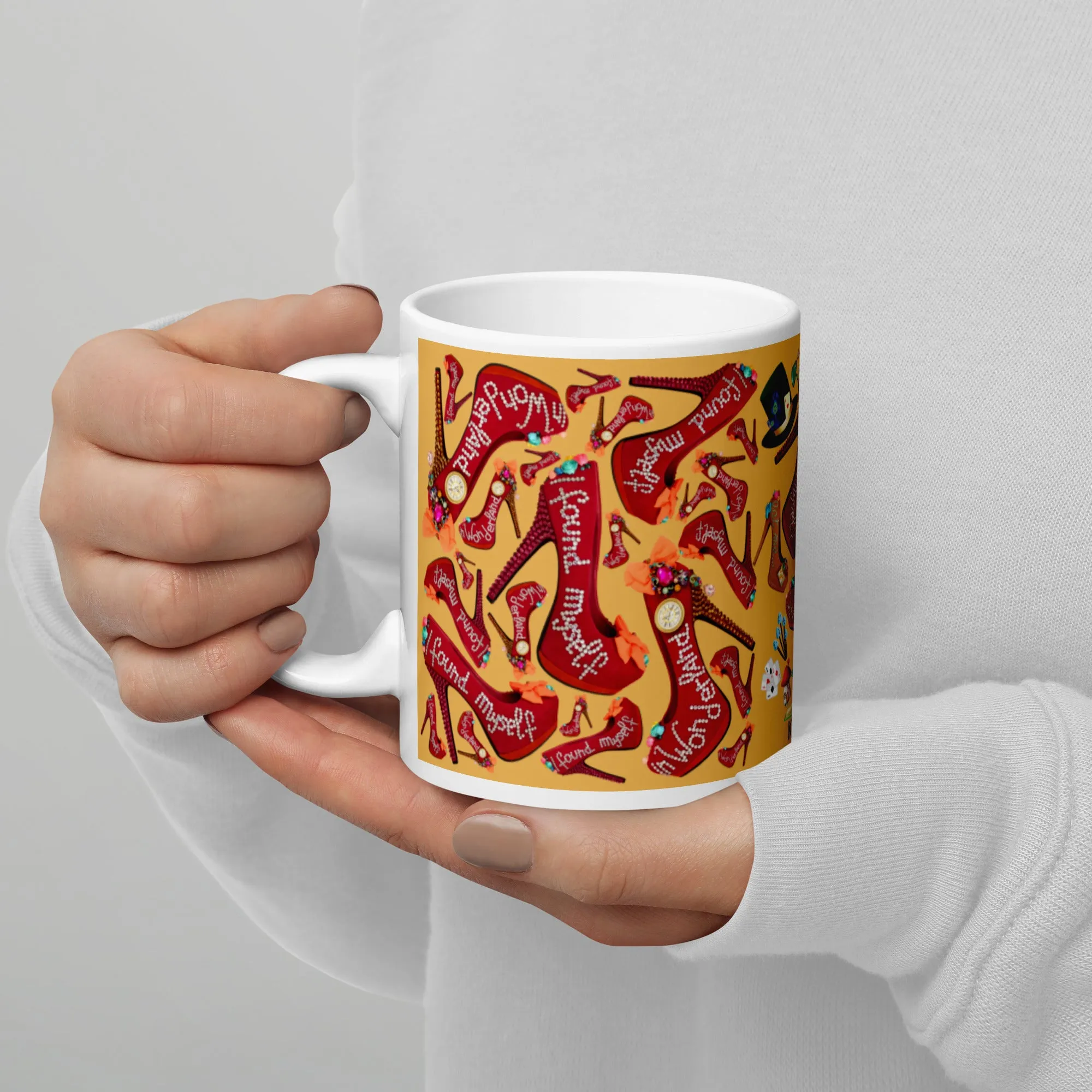 White glossy mug 'Down the rabbit hole'