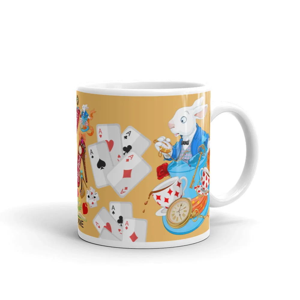 White glossy mug 'Down the rabbit hole'
