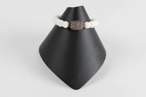 White jade with pave diamond bead