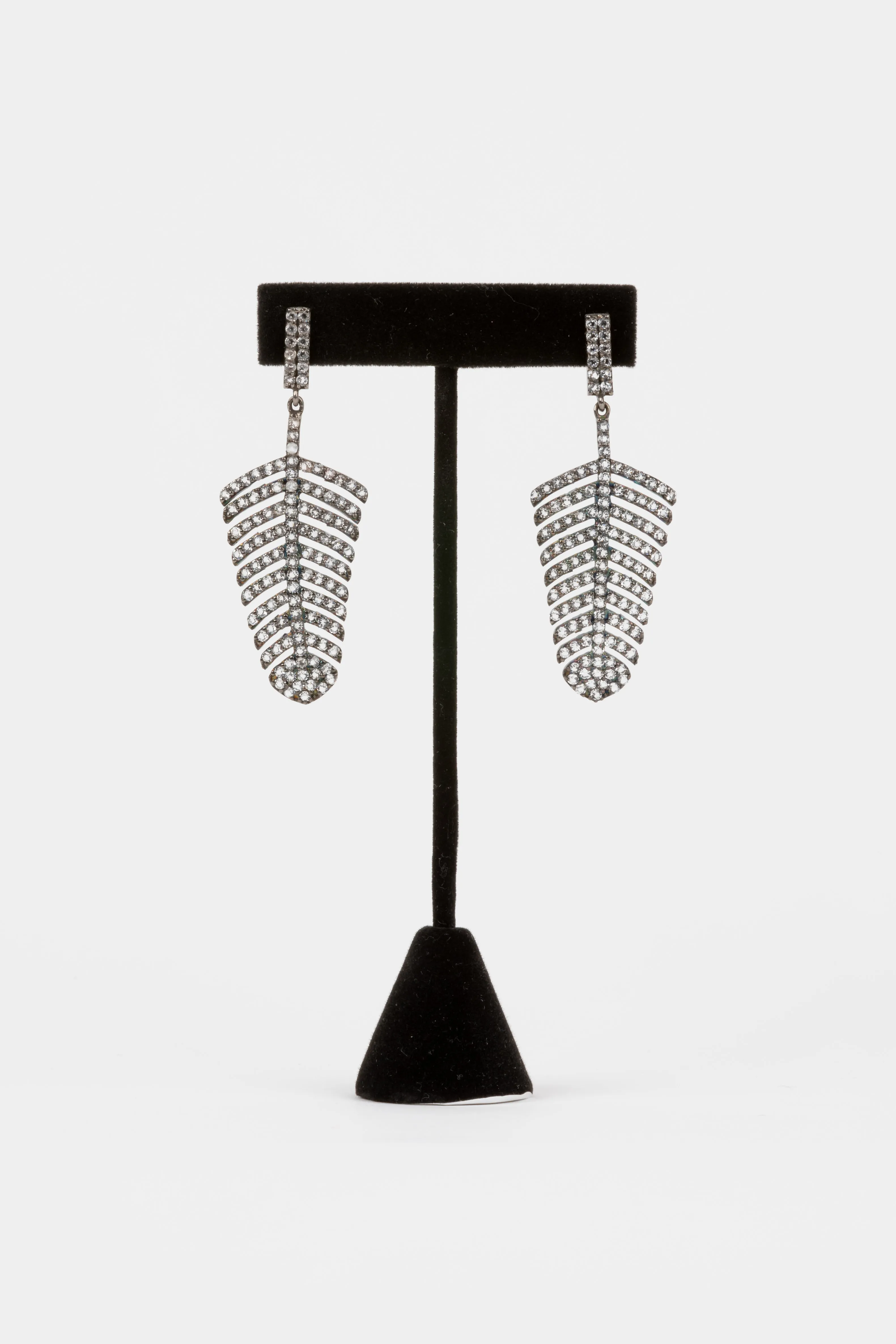 White Topaz Feather Earrings