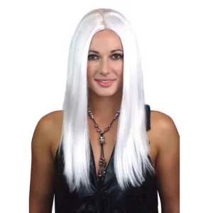 Wig - Long Sleek Centre Part - White