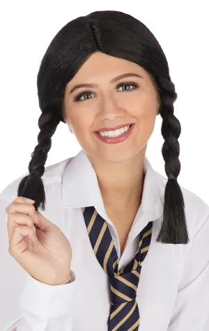 Womens Black Schoolgirl Wig