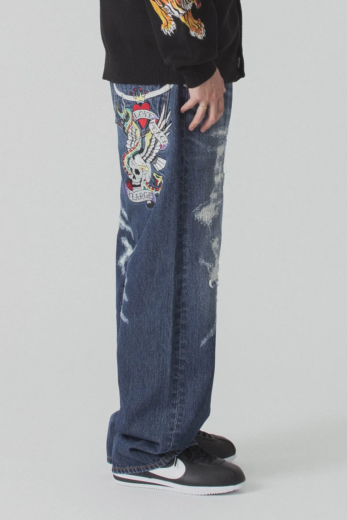 XLARGE x ED HARDY DENIM PANTS - INDIGO