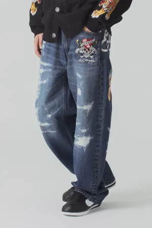 XLARGE x ED HARDY DENIM PANTS - INDIGO