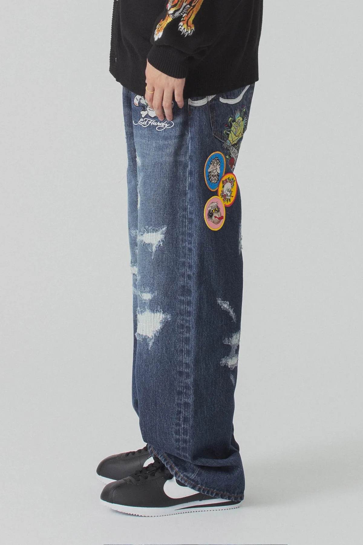 XLARGE x ED HARDY DENIM PANTS - INDIGO
