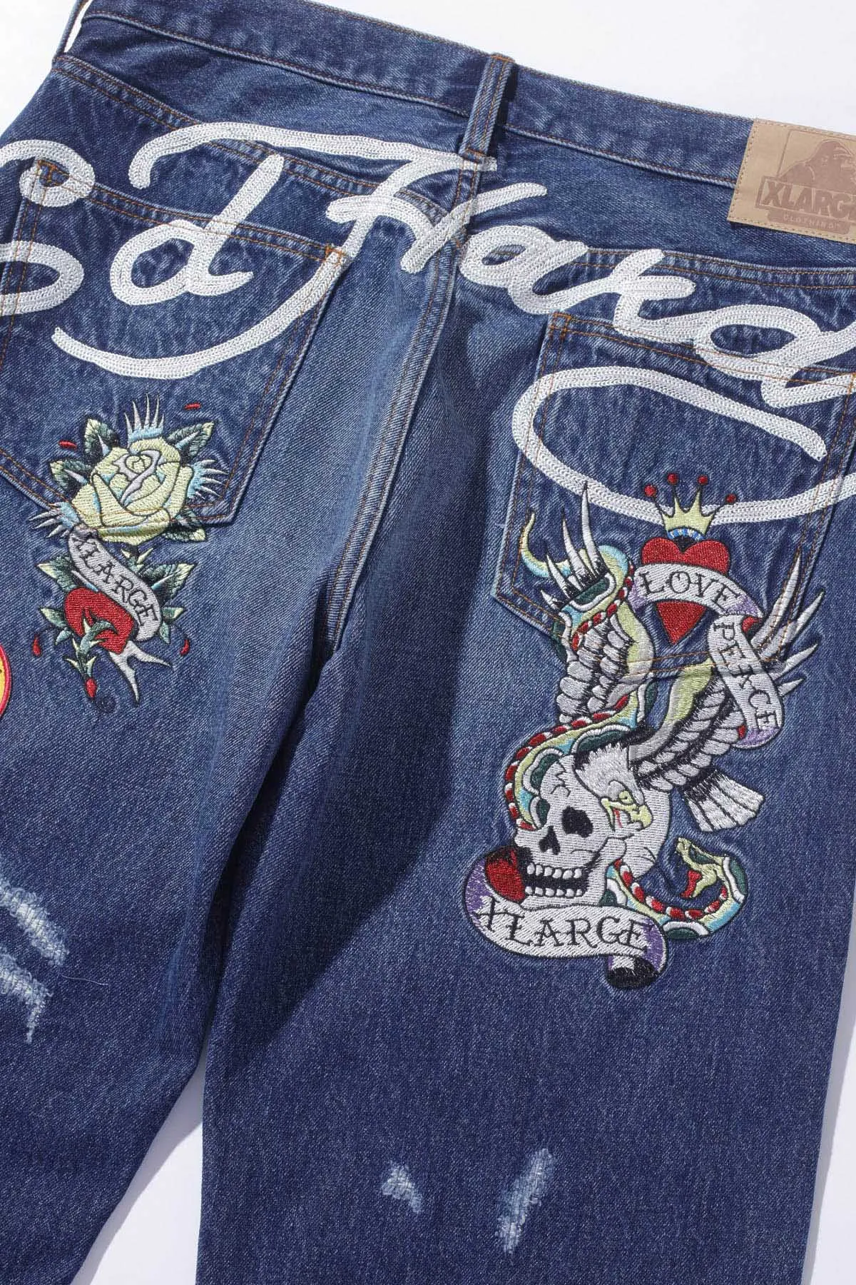 XLARGE x ED HARDY DENIM PANTS - INDIGO