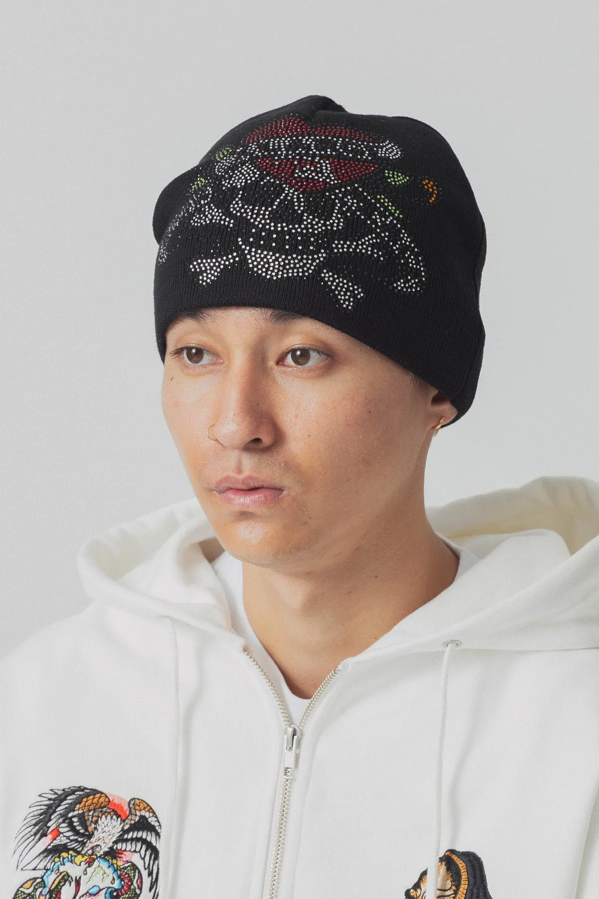 XLARGE x ED HARDY SINGLE BEANIE - BLACK