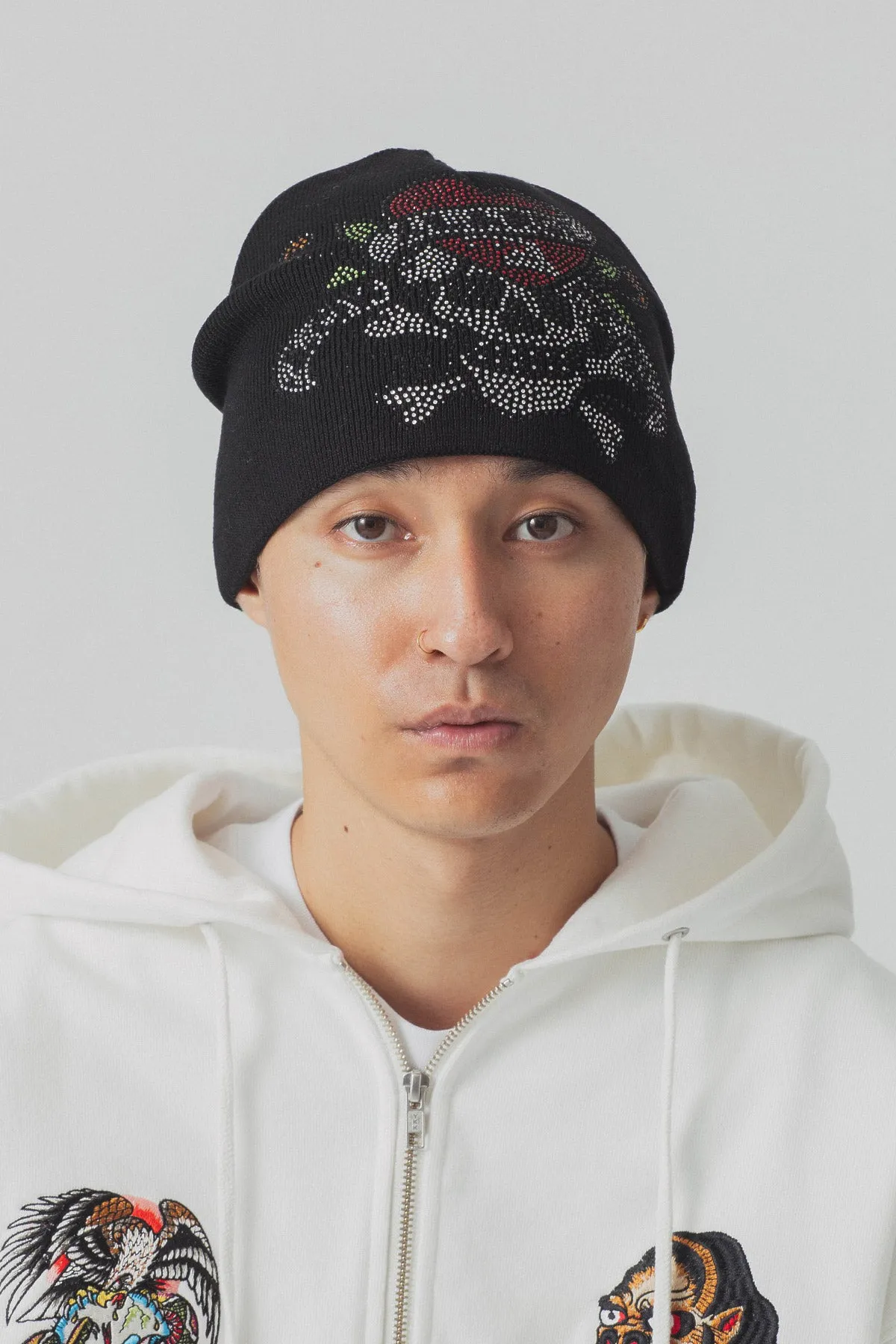 XLARGE x ED HARDY SINGLE BEANIE - BLACK