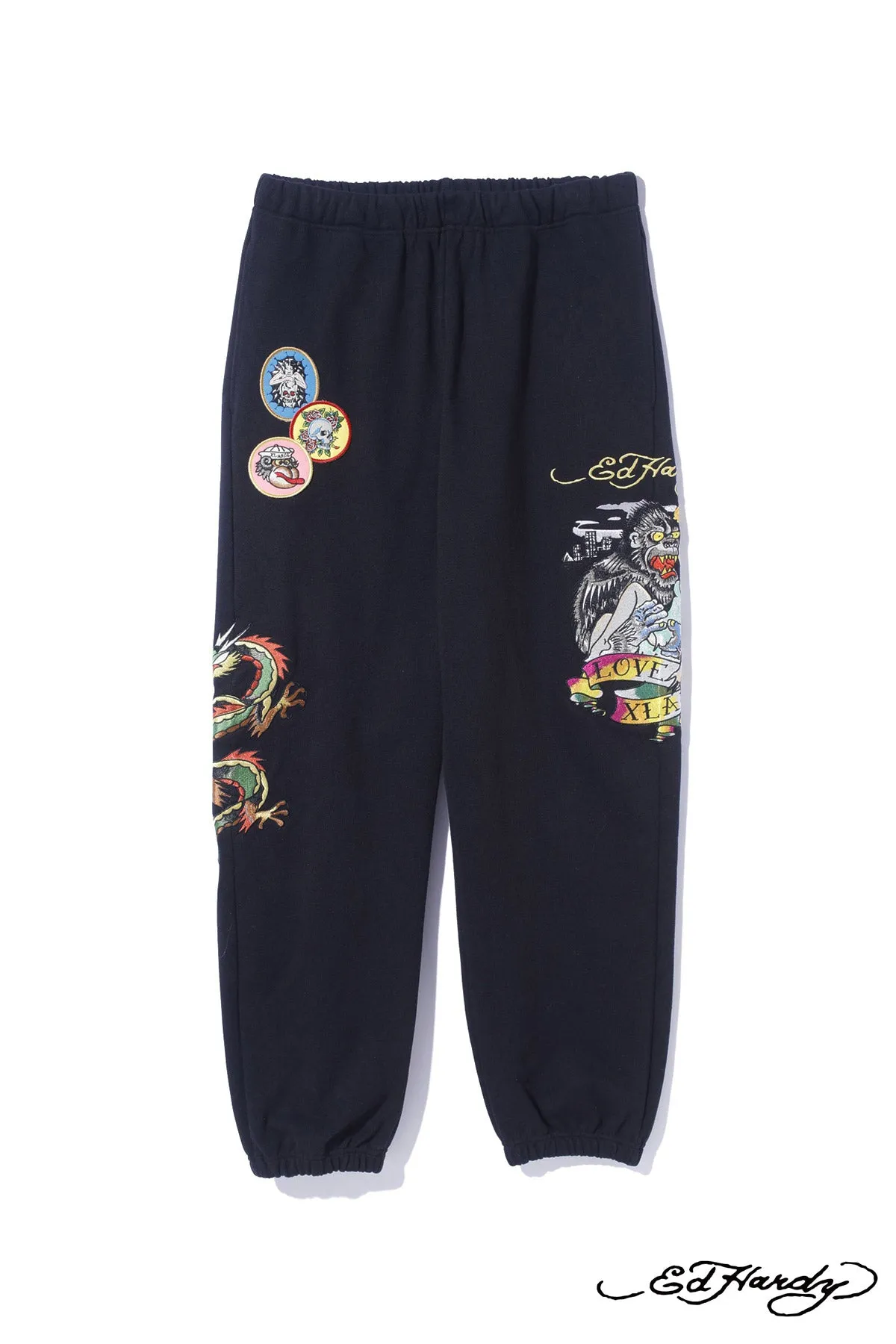 XLARGE x ED HARDY TRACKPANTS - BLACK