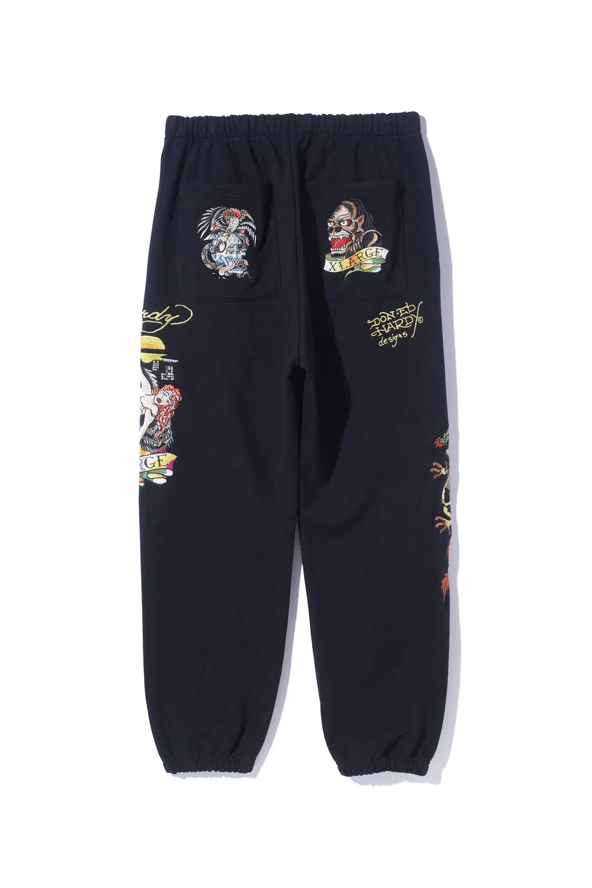 XLARGE x ED HARDY TRACKPANTS - BLACK