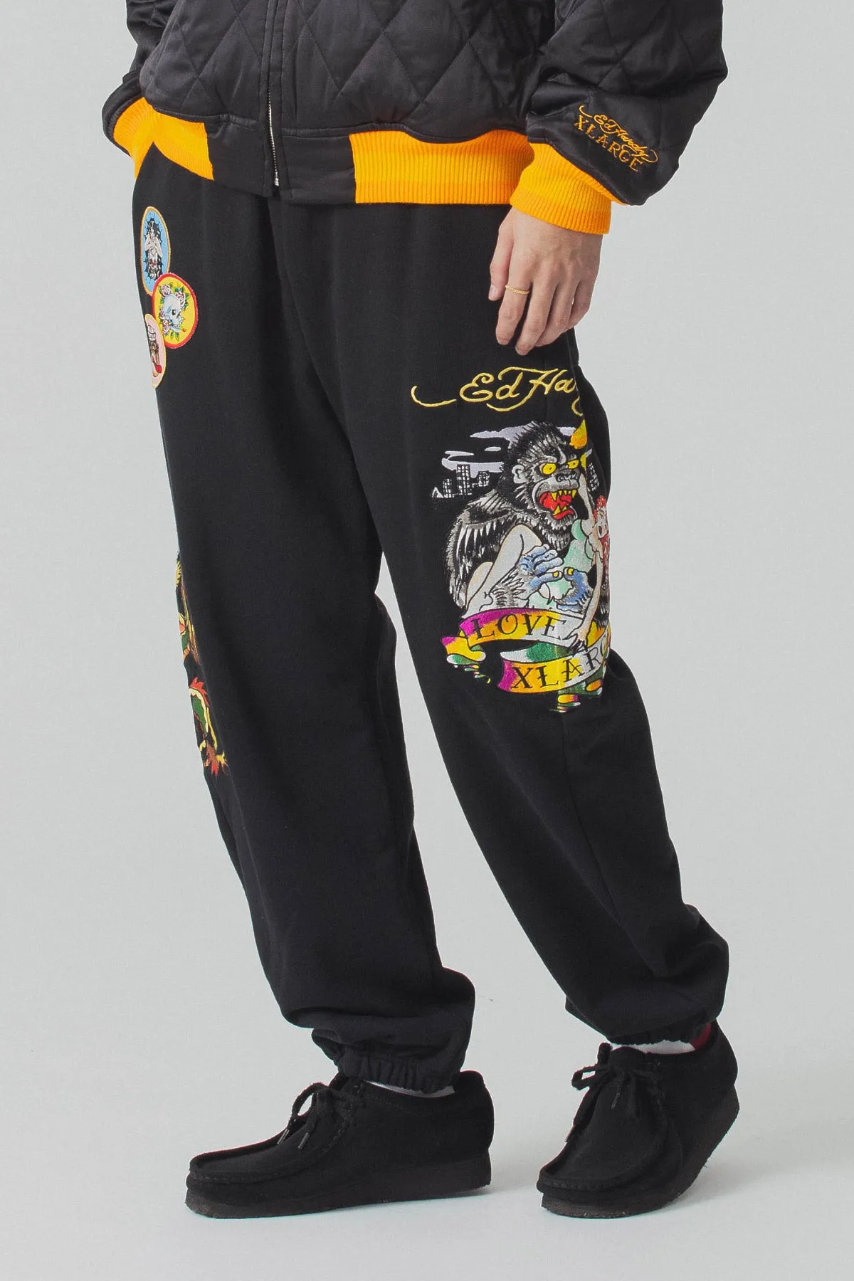 XLARGE x ED HARDY TRACKPANTS - BLACK