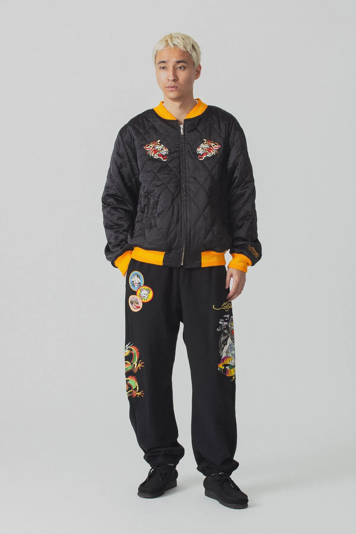 XLARGE x ED HARDY TRACKPANTS - BLACK