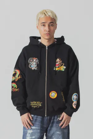 XLARGE x ED HARDY ZIP THROUGH HOODIE - BLACK