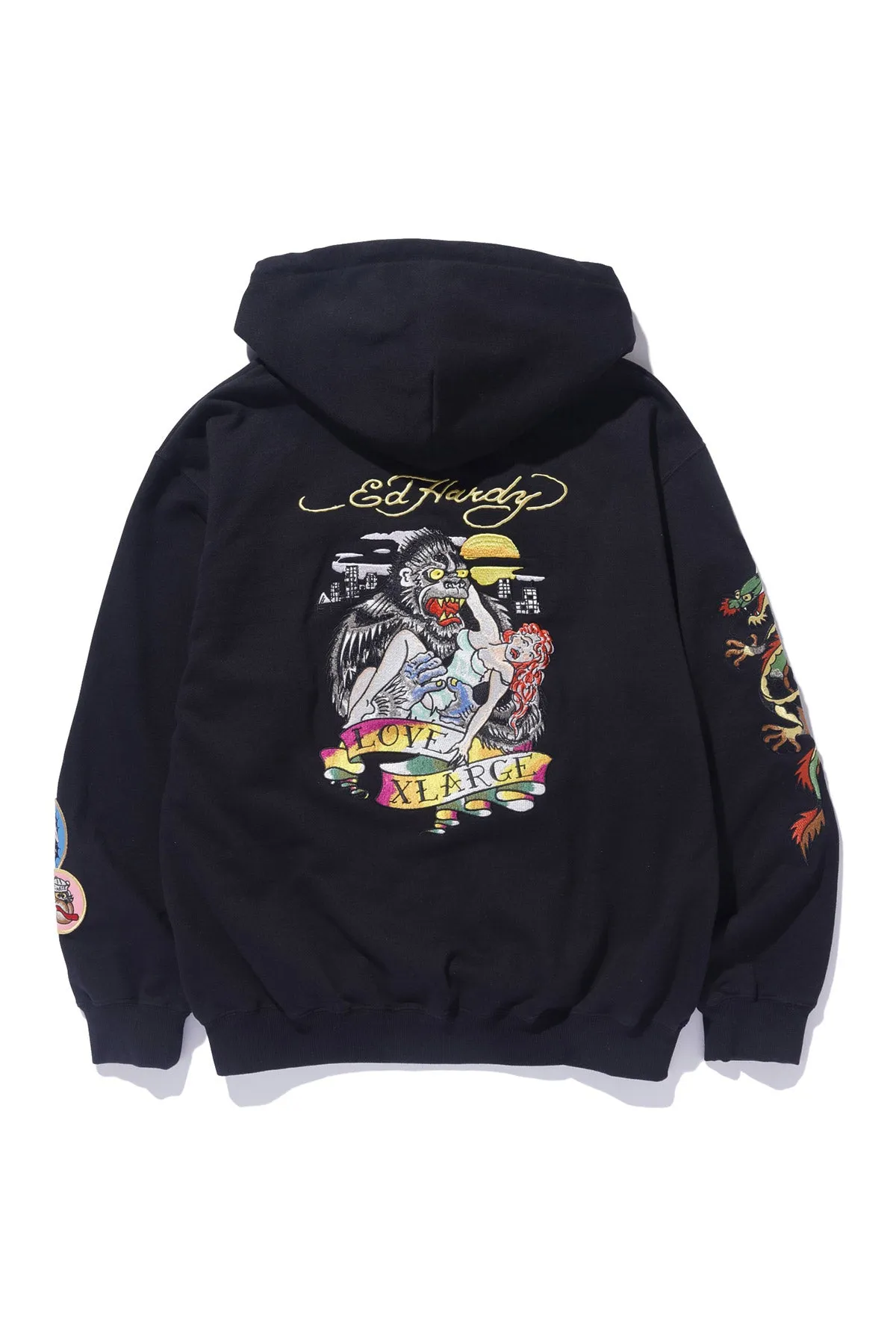 XLARGE x ED HARDY ZIP THROUGH HOODIE - BLACK