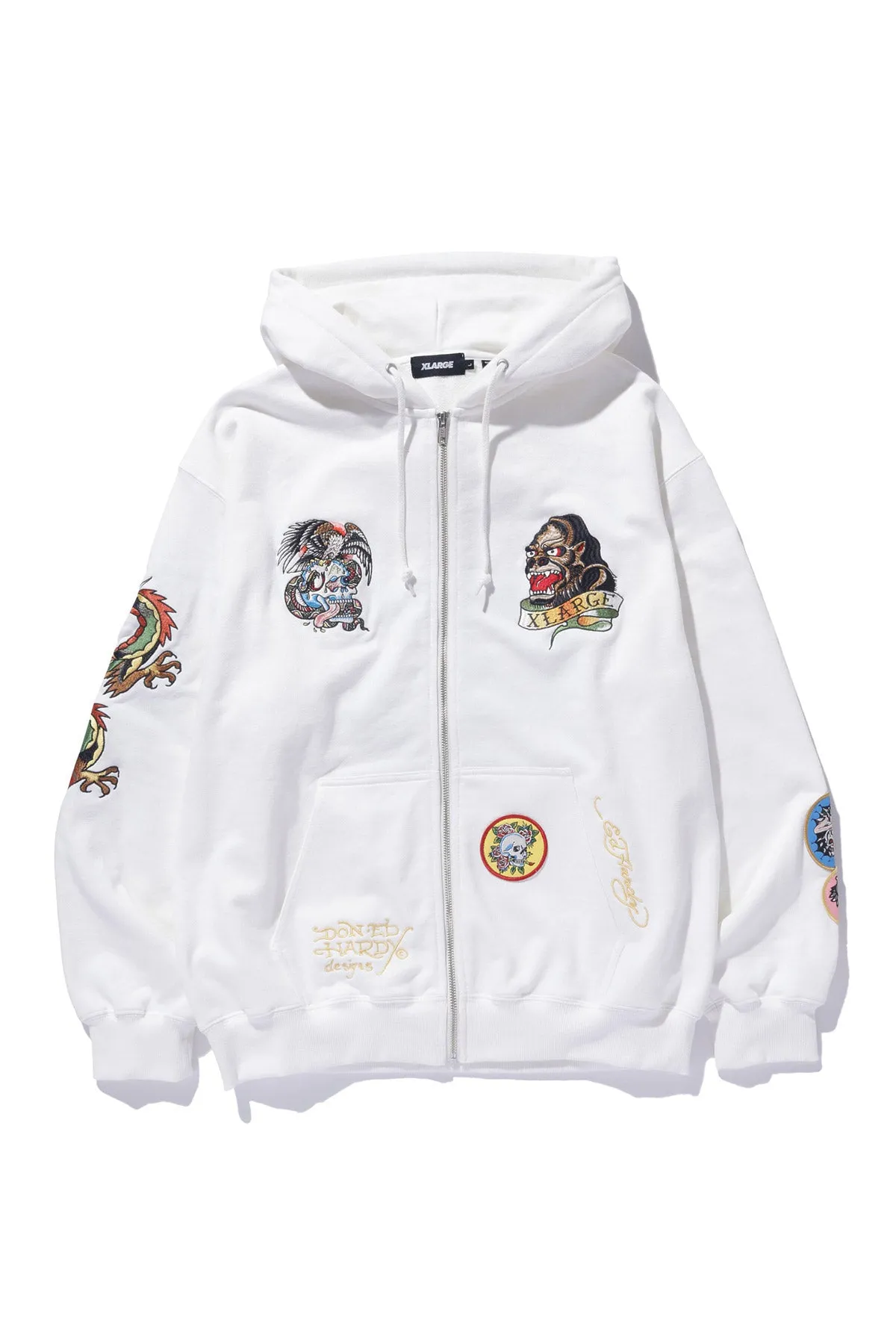 XLARGE x ED HARDY ZIP THROUGH HOODIE - OFF WHITE