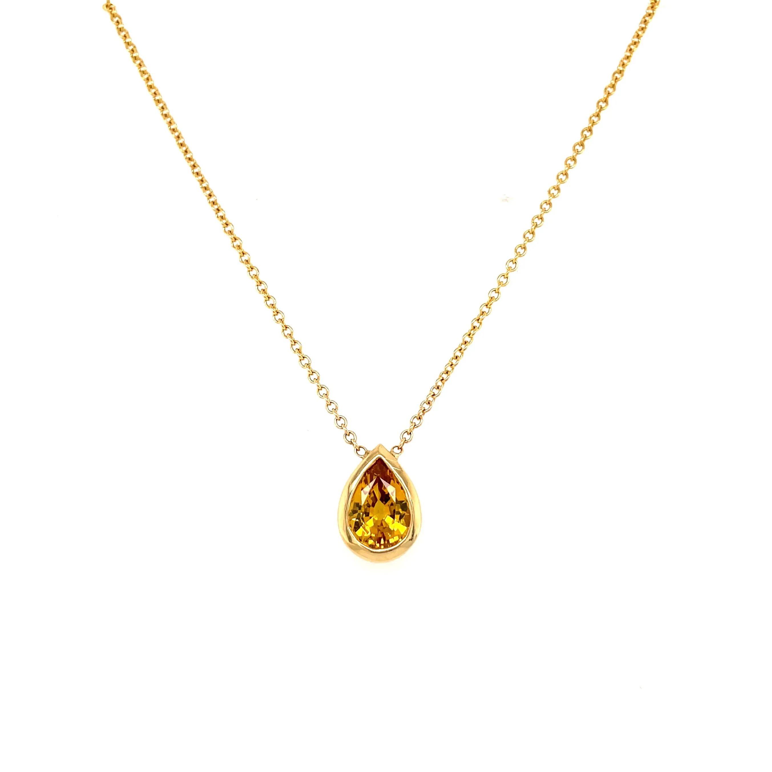 Yellow Sapphire Bezel Pendant