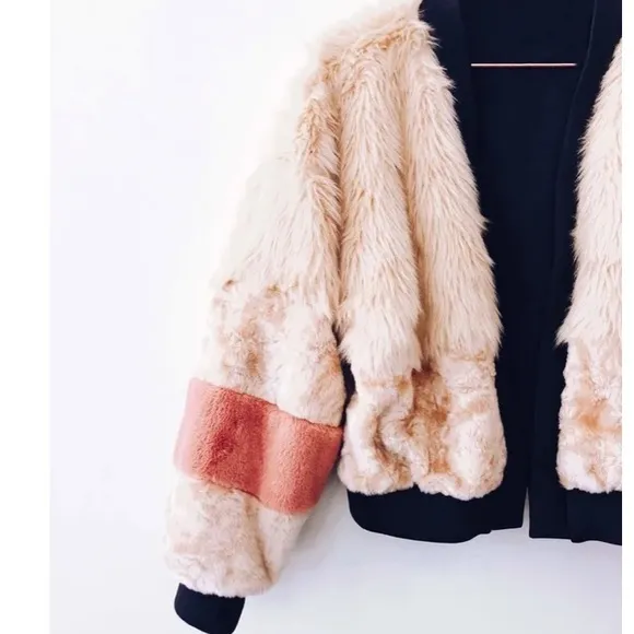 Young Fabulous &amp; Broke Faux Fur Pink Fuzzy Paris Jacket Size Small