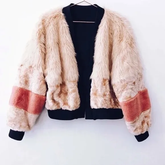 Young Fabulous &amp; Broke Faux Fur Pink Fuzzy Paris Jacket Size Small