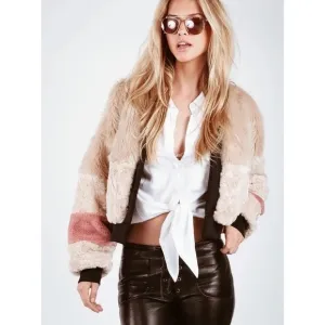 Young Fabulous &amp; Broke Faux Fur Pink Fuzzy Paris Jacket Size Small