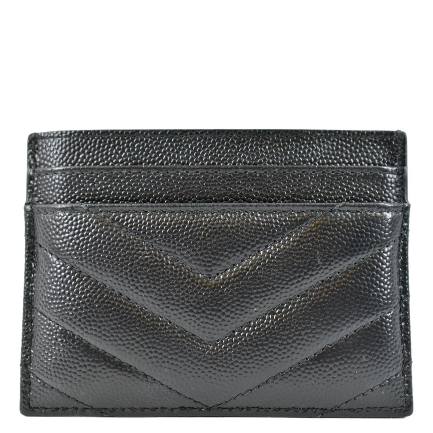 YVES SAINT LAURENT Monogram Grain Leather Card Case Black