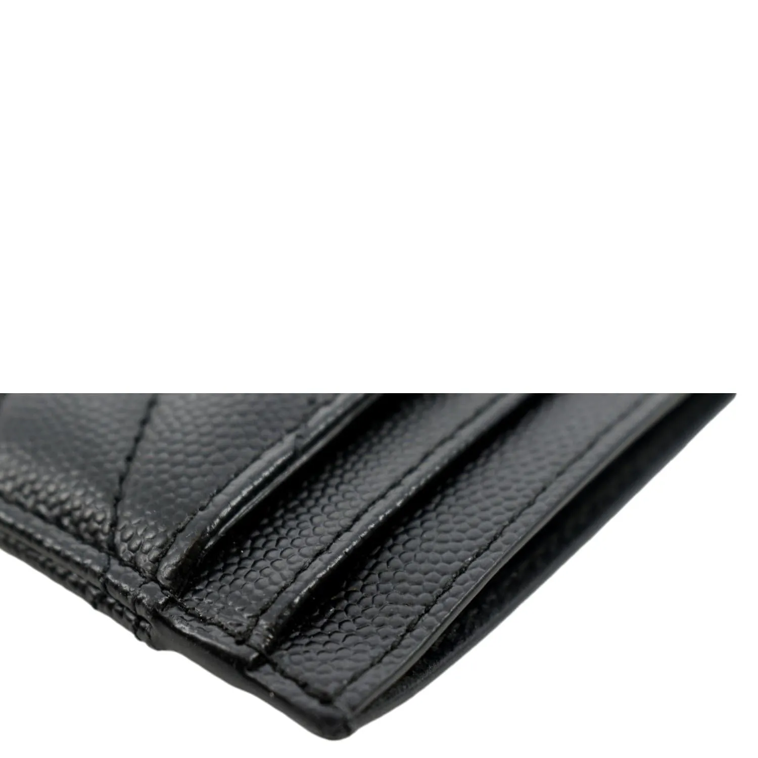 YVES SAINT LAURENT Monogram Grain Leather Card Case Black