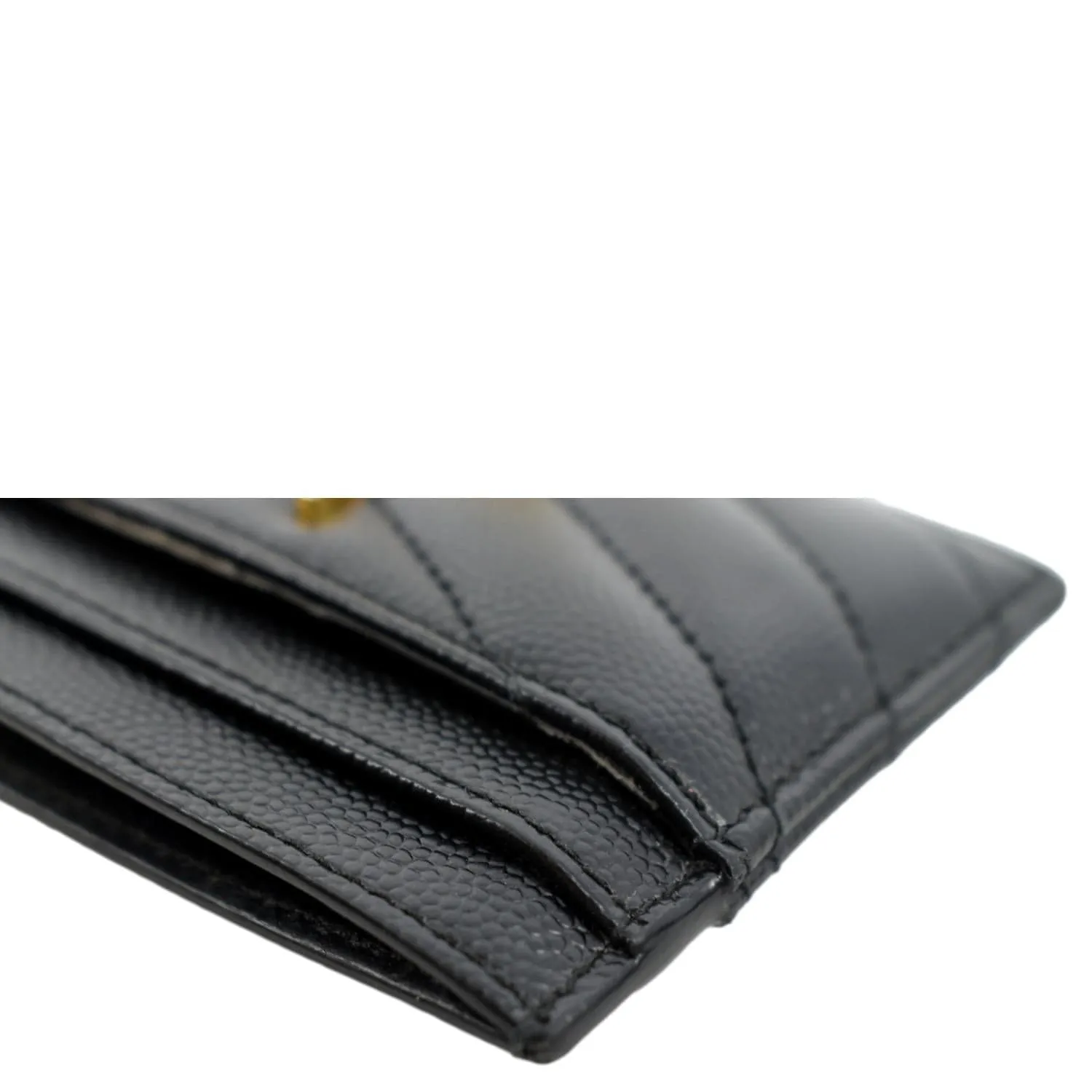 YVES SAINT LAURENT Monogram Grain Leather Card Case Black